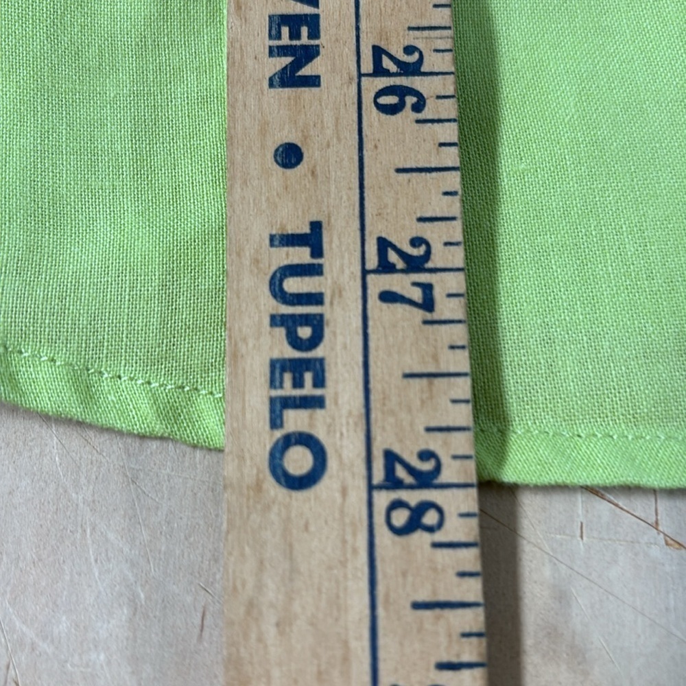 Carroll Reed Woman 100% Linen Lime Green Button Up Shirt Roll Tab Sleeve Size 1X - Picture 10 of 11